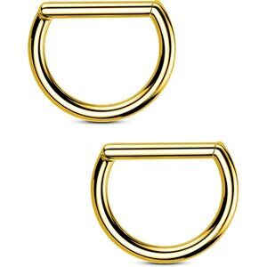 2PCS Titanium Nipple Rings, D-shaped Nipple Piercing Jewelry, 14G Clicker Septum